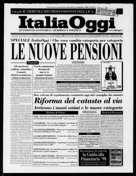 Italia oggi : quotidiano di economia finanza e politica